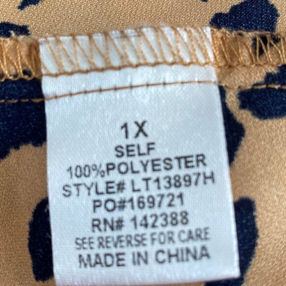 38.  Fashion Nova Cheetah Animal Print Long Sleeve Waist Fit Blouse Sz 1X - Picture 9 of 10